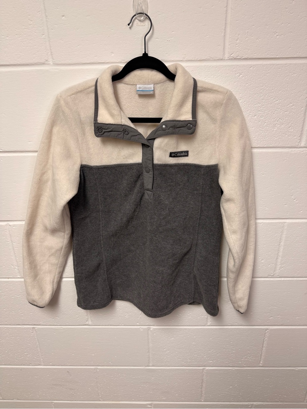 Columbia Two-Tone Snap Fleece Pullover - Cream & Gray